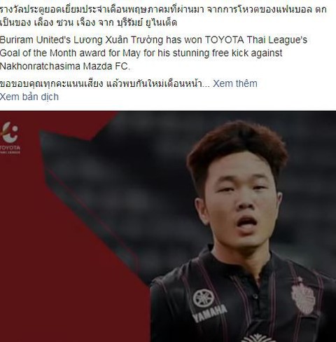 Xuân Trường đoạt danh hiệu Bàn thắng đẹp nhất tháng 5 của Thai League - Ảnh 2. Xuân Trường đoạt danh hiệu Bàn thắng đẹp nhất tháng 5 của Thai League - Ảnh 2.