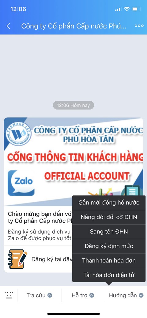 Cấp nước Phú Hòa Tân ứng dụng Zalo chăm sóc khách hàng - Ảnh 1. Cấp nước Phú Hòa Tân ứng dụng Zalo chăm sóc khách hàng - Ảnh 1.