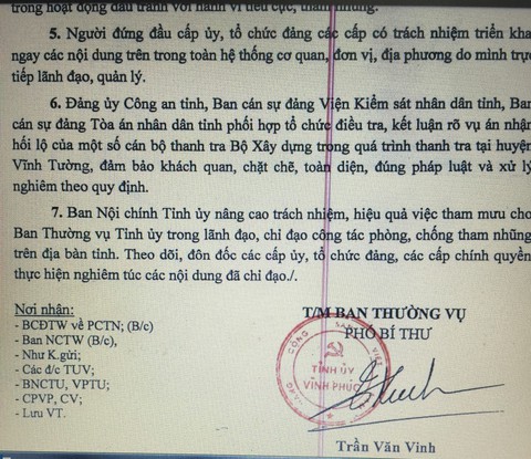 Vĩnh Phúc chỉ đạo xử nghiêm vụ thanh tra Bộ Xây dựng nhận hối lộ - Ảnh 1. Vĩnh Phúc chỉ đạo xử nghiêm vụ thanh tra Bộ Xây dựng nhận hối lộ - Ảnh 1.