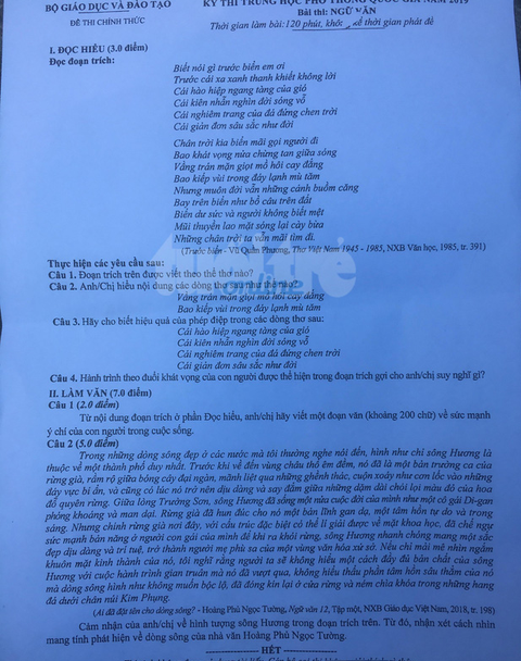 Thí sinh sợ 2 con sông, đề thi văn ra Ai đã đặt tên cho dòng sông - Ảnh 1. Thí sinh sợ 2 con sông, đề thi văn ra Ai đã đặt tên cho dòng sông - Ảnh 1.