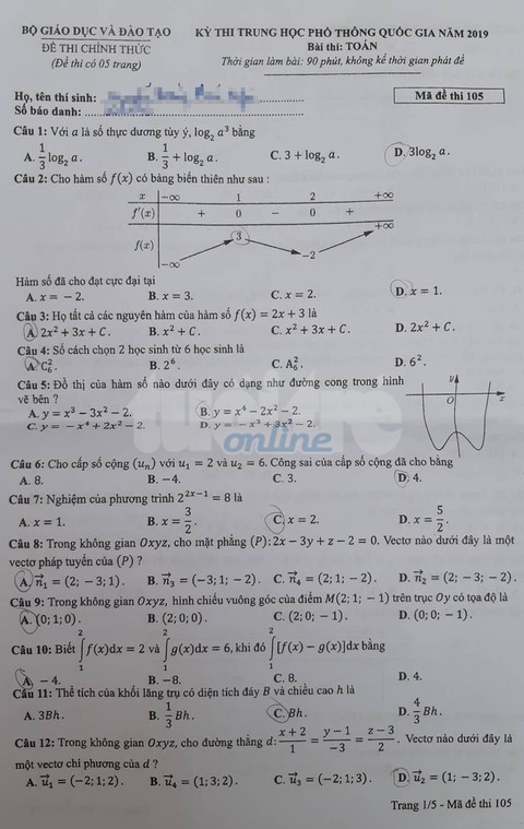 Mời bạn đọc xem đề toán THPT quốc gia 2019 - Ảnh 22. Mời bạn đọc xem đề toán THPT quốc gia 2019 - Ảnh 22.