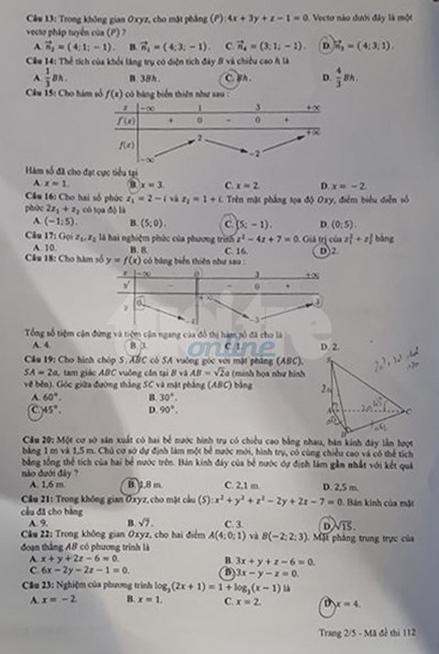 Mời bạn đọc xem đề toán THPT quốc gia 2019 - Ảnh 18. Mời bạn đọc xem đề toán THPT quốc gia 2019 - Ảnh 18.