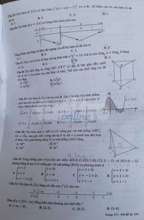 Mời bạn đọc xem đề toán THPT quốc gia 2019 - Ảnh 24. Mời bạn đọc xem đề toán THPT quốc gia 2019 - Ảnh 24.
