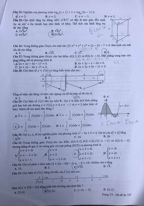 Mời bạn đọc xem đề toán THPT quốc gia 2019 - Ảnh 9. Mời bạn đọc xem đề toán THPT quốc gia 2019 - Ảnh 9.