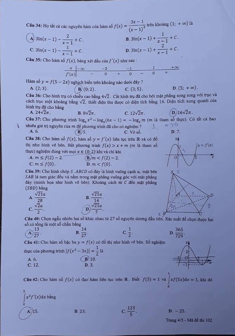 Mời bạn đọc xem đề toán THPT quốc gia 2019 - Ảnh 5. Mời bạn đọc xem đề toán THPT quốc gia 2019 - Ảnh 5.