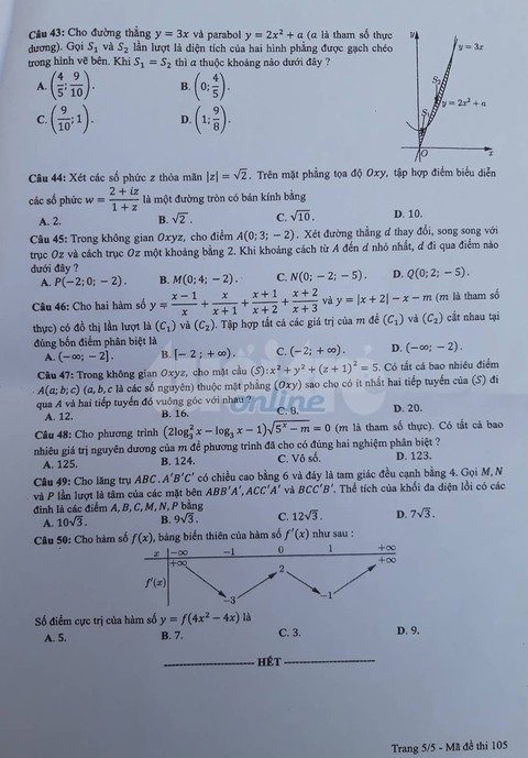 Mời bạn đọc xem đề toán THPT quốc gia 2019 - Ảnh 26. Mời bạn đọc xem đề toán THPT quốc gia 2019 - Ảnh 26.