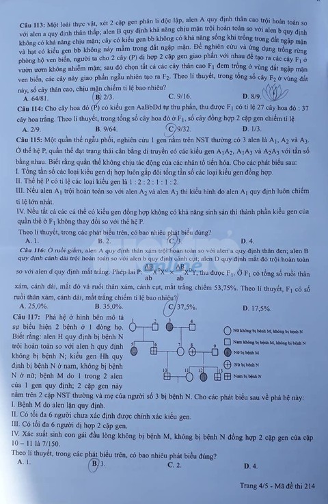 Đáp án môn sinh thi THPT quốc gia 2019 - Ảnh 13. Đáp án môn sinh thi THPT quốc gia 2019 - Ảnh 13.