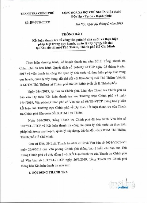 Thanh tra Chính phủ công bố kết luận thanh tra Thủ Thiêm - Ảnh 2. Thanh tra Chính phủ công bố kết luận thanh tra Thủ Thiêm - Ảnh 2.
