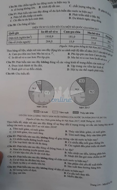 Mời bạn đọc xem đề địa lý THPT quốc gia 2019 - Ảnh 3. Mời bạn đọc xem đề địa lý THPT quốc gia 2019 - Ảnh 3.