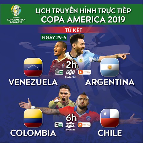 Lịch trực tiếp tứ kết Copa America: Venezuela thách thức Argentina - Ảnh 1. Lịch trực tiếp tứ kết Copa America: Venezuela thách thức Argentina - Ảnh 1.