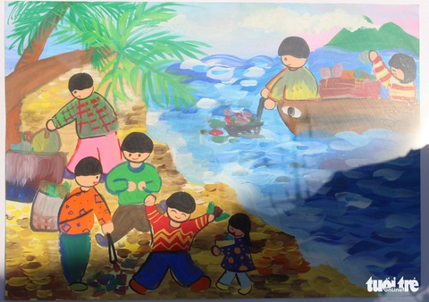 Ước mơ xúc động của trẻ em qua tranh vẽ Hoàng Sa, Trường Sa - Ảnh 18. Ước mơ xúc động của trẻ em qua tranh vẽ Hoàng Sa, Trường Sa - Ảnh 18.