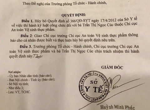 Sở Y tế Long An hủy quyết định kỷ luật công chức có từ… 7 năm trước - Ảnh 1. Sở Y tế Long An hủy quyết định kỷ luật công chức có từ… 7 năm trước - Ảnh 1.