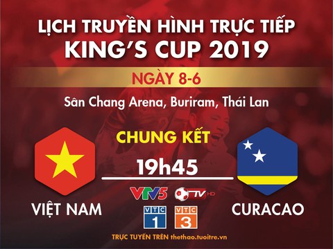 Lịch trực tiếp chung kết Kings Cup giữa Việt Nam và Curacao - Ảnh 1. Lịch trực tiếp chung kết Kings Cup giữa Việt Nam và Curacao - Ảnh 1.