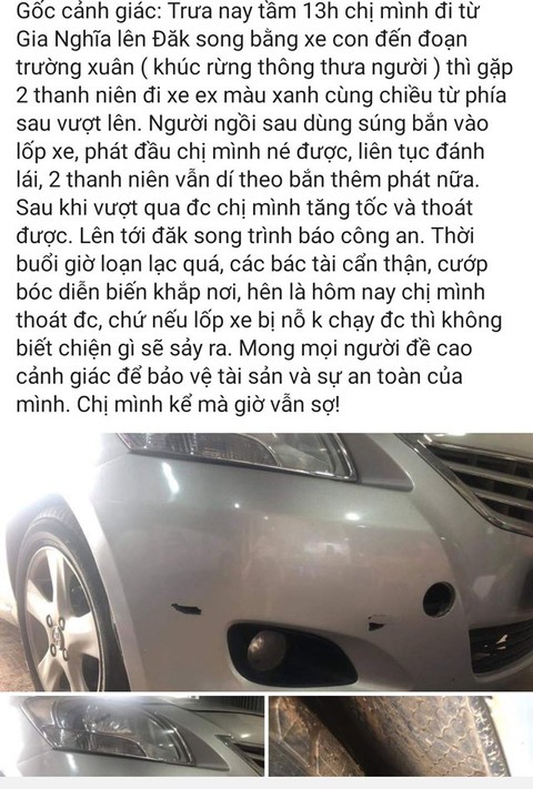 Xác minh thông tin người đi ôtô bị cướp đuổi bắn trên quốc lộ 14 - Ảnh 2. Xác minh thông tin người đi ôtô bị cướp đuổi bắn trên quốc lộ 14 - Ảnh 2.