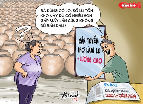 Giải pháp chống ngập bằng lu qua con mắt họa sĩ biếm - Ảnh 1. Giải pháp chống ngập bằng lu qua con mắt họa sĩ biếm - Ảnh 1.