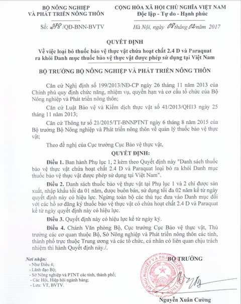 Cục Bảo vệ thực vật có ưu ái’ cho doanh nghiệp bán chất cấm? - Ảnh 3. Cục Bảo vệ thực vật có ưu ái’ cho doanh nghiệp bán chất cấm? - Ảnh 3.