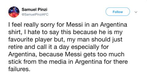 CĐV kêu gọi Messi ‘bỏ’ Argentina vì có đồng đội kém - Ảnh 2. CĐV kêu gọi Messi ‘bỏ’ Argentina vì có đồng đội kém - Ảnh 2.