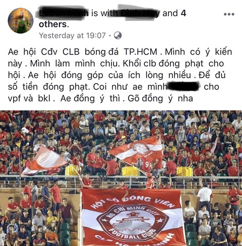 CĐV TP.HCM muốn góp tiền tự đóng phạt thay cho CLB vì lỗi chửi trọng tài - Ảnh 2. CĐV TP.HCM muốn góp tiền tự đóng phạt thay cho CLB vì lỗi chửi trọng tài - Ảnh 2.