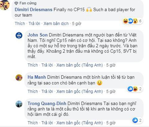 Công Phượng bị gạch tên, CĐV Việt Nam bình loạn bị nhắc nhở trên Facebook của CLB Sint-Truidense - Ảnh 2. Công Phượng bị gạch tên, CĐV Việt Nam bình loạn bị nhắc nhở trên Facebook của CLB Sint-Truidense - Ảnh 2.