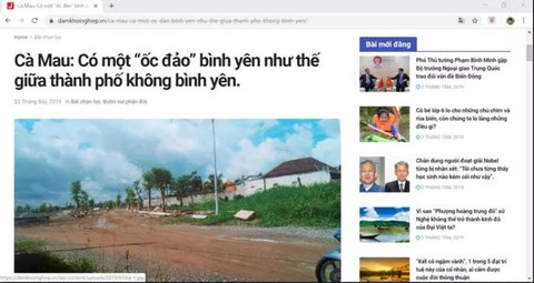 Đề nghị xử lý bài viết ốc đảo bình yên về chủ tịch tỉnh Cà Mau - Ảnh 1. Đề nghị xử lý bài viết ốc đảo bình yên về chủ tịch tỉnh Cà Mau - Ảnh 1.