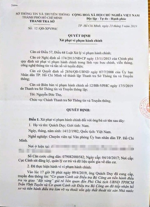 Chuyên viên UBND TP.HCM Quách Duy bị khai trừ Đảng - Ảnh 1. Chuyên viên UBND TP.HCM Quách Duy bị khai trừ Đảng - Ảnh 1.