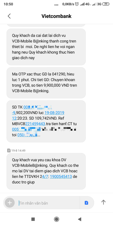 Lừa cung cấp 3 mã OTP rồi rút sạch tiền trong tài khoản ngân hàng - Ảnh 3. Lừa cung cấp 3 mã OTP rồi rút sạch tiền trong tài khoản ngân hàng - Ảnh 3.