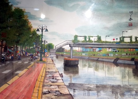 Hẻm Sài Gòn, bến Bình Đông và biển đảo vào tranh thủy mặc - Ảnh 7. Hẻm Sài Gòn, bến Bình Đông và biển đảo vào tranh thủy mặc - Ảnh 7.