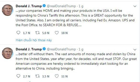 Ông Trump phản pháo đòn thuế Trung Quốc: Ai là kẻ thù lớn hơn? - Ảnh 2. Ông Trump phản pháo đòn thuế Trung Quốc: Ai là kẻ thù lớn hơn? - Ảnh 2.