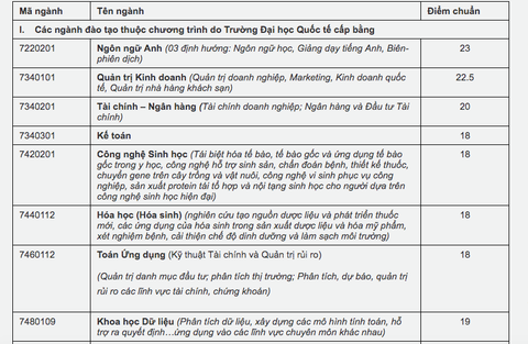 Trường ĐH Quốc tế TP.HCM điểm chuẩn cao nhất 23 điểm - Ảnh 2.