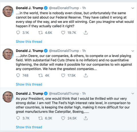 Tổng thống Trump lại lên Twitter phàn nàn đồng đô quá mạnh, lãi suất quá cao - Ảnh 2. Tổng thống Trump lại lên Twitter phàn nàn đồng đô quá mạnh, lãi suất quá cao - Ảnh 2.