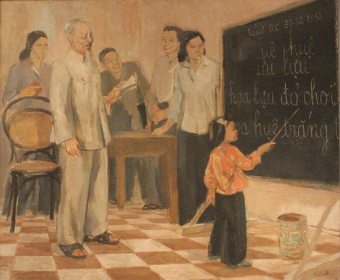 Ngắm tranh danh họa Tô Ngọc Vân, Trần Văn Cẩn vẽ Bác Hồ - Ảnh 12. Ngắm tranh danh họa Tô Ngọc Vân, Trần Văn Cẩn vẽ Bác Hồ - Ảnh 12.