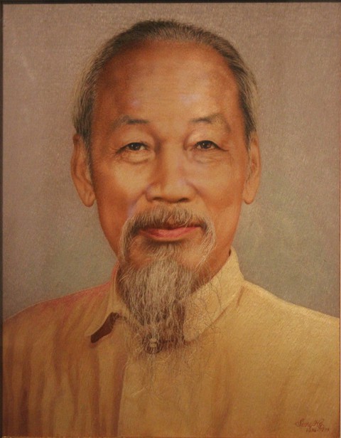 Ngắm tranh danh họa Tô Ngọc Vân, Trần Văn Cẩn vẽ Bác Hồ - Ảnh 4. Ngắm tranh danh họa Tô Ngọc Vân, Trần Văn Cẩn vẽ Bác Hồ - Ảnh 4.