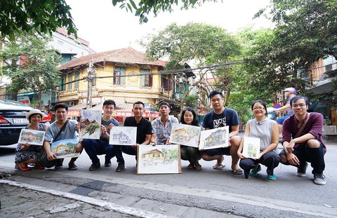 Ký họa đô thị Hà Nội: Những người vẽ bằng tình yêu... - Ảnh 1. Ký họa đô thị Hà Nội: Những người vẽ bằng tình yêu... - Ảnh 1.