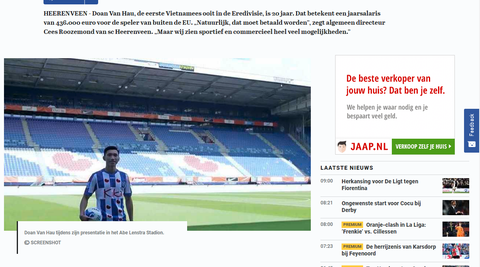 CLB Heerenveen xác nhận trả lương Văn Hậu hơn 11 tỉ đồng mỗi năm - Ảnh 1. CLB Heerenveen xác nhận trả lương Văn Hậu hơn 11 tỉ đồng mỗi năm - Ảnh 1.