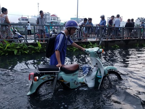 Triều cường kỷ lục, nước sông nước cống bủa vây nhiều tuyến đường TP.HCM - Ảnh 1. Triều cường kỷ lục, nước sông nước cống bủa vây nhiều tuyến đường TP.HCM - Ảnh 1.