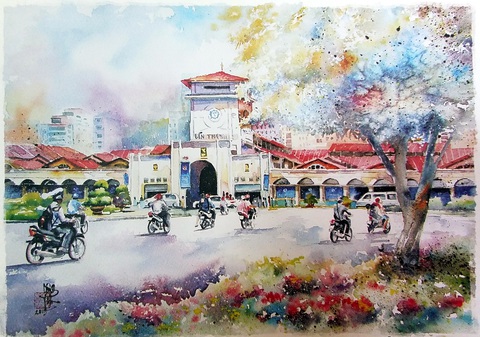 Dạo phố Sài Gòn qua tranh và ký họa của Phạm Công Tâm - Ảnh 2. Dạo phố Sài Gòn qua tranh và ký họa của Phạm Công Tâm - Ảnh 2.