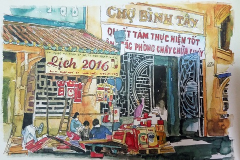 Dạo phố Sài Gòn qua tranh và ký họa của Phạm Công Tâm - Ảnh 14. Dạo phố Sài Gòn qua tranh và ký họa của Phạm Công Tâm - Ảnh 14.
