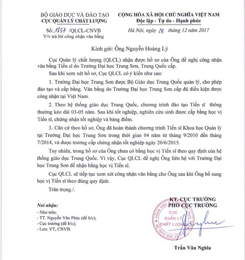 Giảng viên học ở Trung Quốc khẳng định chưa được công nhận học vị tiến sĩ - Ảnh 2. Giảng viên học ở Trung Quốc khẳng định chưa được công nhận học vị tiến sĩ - Ảnh 2.