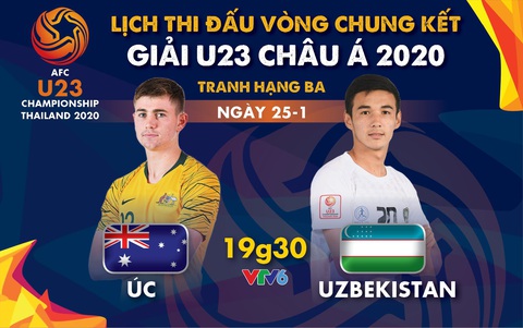 Lịch trực tiếp trận tranh hạng 3 Giải U23 châu Á 2020: Úc gặp Uzbekistan - Ảnh 1. Lịch trực tiếp trận tranh hạng 3 Giải U23 châu Á 2020: Úc gặp Uzbekistan - Ảnh 1.