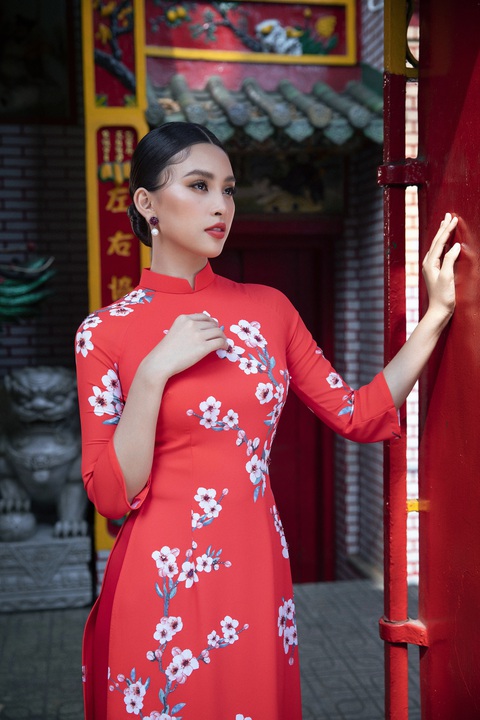 Ngắm Hoa hậu Tiểu Vy trong những tà áo dài sắc hồng, đỏ du xuân - Ảnh 5. Ngắm Hoa hậu Tiểu Vy trong những tà áo dài sắc hồng, đỏ du xuân - Ảnh 5.