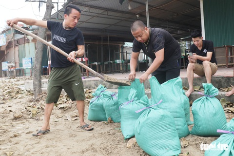 Hối hả tạo hào tránh sóng chống bão số 7 trên biển Cửa Lò - Ảnh 3. Hối hả tạo hào tránh sóng chống bão số 7 trên biển Cửa Lò - Ảnh 3.