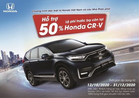 Hỗ trợ 50% lệ phí trước bạ còn lại cho khách hàng mua Honda CR-V - Ảnh 1. Hỗ trợ 50% lệ phí trước bạ còn lại cho khách hàng mua Honda CR-V - Ảnh 1.