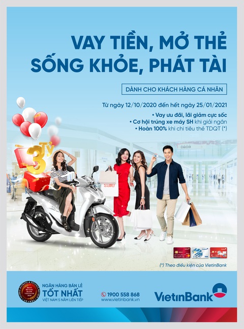 Cơ hội trúng xe SH 150i khi vay tiền, mở thẻ tại VietinBank - Ảnh 1. Cơ hội trúng xe SH 150i khi vay tiền, mở thẻ tại VietinBank - Ảnh 1.