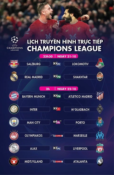 Lịch trực tiếp Champions League ngày 22-10: Bayern - Atletico Madrid - Ảnh 1. Lịch trực tiếp Champions League ngày 22-10: Bayern - Atletico Madrid - Ảnh 1.
