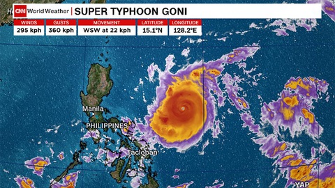 Philippines sơ tán hơn1 triệu dân tránh ‘siêu bão mạnh nhất thế giới Goni - Ảnh 1. Philippines sơ tán hơn1 triệu dân tránh ‘siêu bão mạnh nhất thế giới Goni - Ảnh 1.