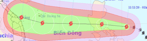 Tâm bão Vamco mạnh cấp 12, gió giật cấp 15 khi tiến gần Hoàng Sa Việt Nam - Ảnh 1. Tâm bão Vamco mạnh cấp 12, gió giật cấp 15 khi tiến gần Hoàng Sa Việt Nam - Ảnh 1.