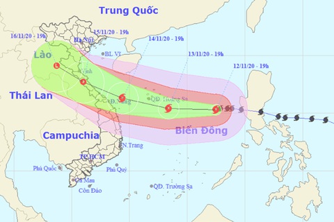 Tối 14-11, dự báo bão Vamco vào Quảng Bình - Quảng Nam - Ảnh 1. Tối 14-11, dự báo bão Vamco vào Quảng Bình - Quảng Nam - Ảnh 1.
