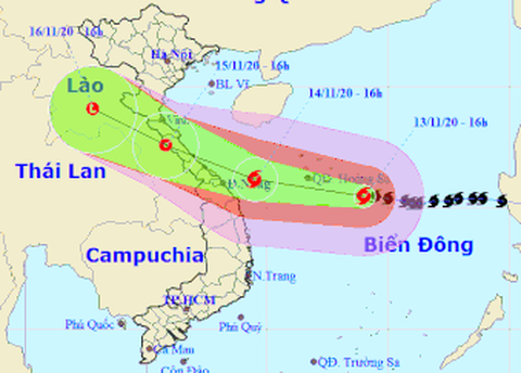 Bão số 13: Từ đêm nay 13-11, vùng biển miền Trung gió giật trên cấp 7 - Ảnh 1. Bão số 13: Từ đêm nay 13-11, vùng biển miền Trung gió giật trên cấp 7 - Ảnh 1.