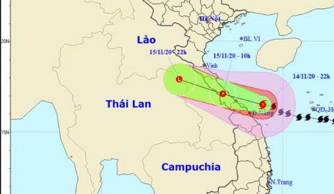 22h tối nay 14-11, bão Vamco cách Đà Nẵng 80km, đất liền gió giật cấp 10 - Ảnh 1. 22h tối nay 14-11, bão Vamco cách Đà Nẵng 80km, đất liền gió giật cấp 10 - Ảnh 1.