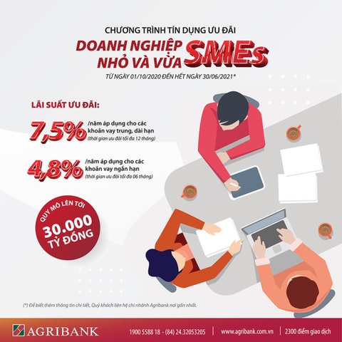 Agribank dành 30.000 tỉ đồng cho vay ưu đãi doanh nghiệp nhỏ và vừa - Ảnh 1. Agribank dành 30.000 tỉ đồng cho vay ưu đãi doanh nghiệp nhỏ và vừa - Ảnh 1.